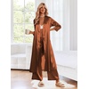 image:imageEkouaer Silk Robes for Women Long Satin Bride Bridesmaid Robe with PocketsBrown