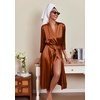 image:imageEkouaer Silk Robes for Women Long Satin Bride Bridesmaid Robe with PocketsBrown