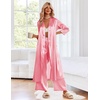 image:imageEkouaer Silk Robes for Women Long Satin Bride Bridesmaid Robe with PocketsDeep Pink