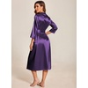image:imageEkouaer Silk Robes for Women Long Satin Bride Bridesmaid Robe with PocketsDeep Purple