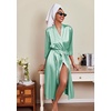 image:imageEkouaer Silk Robes for Women Long Satin Bride Bridesmaid Robe with PocketsGray Green