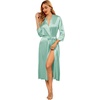 image:imageEkouaer Silk Robes for Women Long Satin Bride Bridesmaid Robe with PocketsGray Green