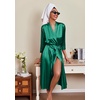 image:imageEkouaer Silk Robes for Women Long Satin Bride Bridesmaid Robe with PocketsGreen