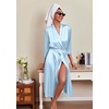 image:imageEkouaer Silk Robes for Women Long Satin Bride Bridesmaid Robe with PocketsLight Blue