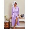image:imageEkouaer Silk Robes for Women Long Satin Bride Bridesmaid Robe with PocketsLight Purple