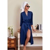 image:imageEkouaer Silk Robes for Women Long Satin Bride Bridesmaid Robe with PocketsNavy Blue