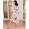 image:imageEkouaer Silk Robes for Women Long Satin Bride Bridesmaid Robe with PocketsPink Animal
