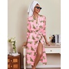 image:imageEkouaer Silk Robes for Women Long Satin Bride Bridesmaid Robe with PocketsPink Leopard