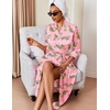 image:imageEkouaer Silk Robes for Women Long Satin Bride Bridesmaid Robe with PocketsPink Leopard