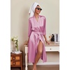 image:imageEkouaer Silk Robes for Women Long Satin Bride Bridesmaid Robe with PocketsRose