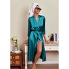 image:imageEkouaer Silk Robes for Women Long Satin Bride Bridesmaid Robe with PocketsTeal