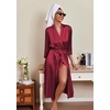 image:imageEkouaer Silk Robes for Women Long Satin Bride Bridesmaid Robe with PocketsWine Red