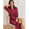 image:imageEkouaer Silk Robes for Women Long Satin Bride Bridesmaid Robe with PocketsWine Red