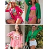 image:imageEkouaer Summer Outfits for Women 2 Piece Sets Lounge Sets V Neck Button Down Shirt and Shorts Loungewear with PocketsHot Pink