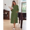 image:imageEkouaer Women Zip Up Robe Fleece Long Sleeves Soft Housecoat with PocketsArmy Green
