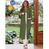 image:imageEkouaer Women Zip Up Robe Fleece Long Sleeves Soft Housecoat with PocketsArmy Green