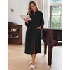 image:imageEkouaer Women Zip Up Robe Fleece Long Sleeves Soft Housecoat with PocketsBlack