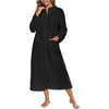 image:imageEkouaer Women Zip Up Robe Fleece Long Sleeves Soft Housecoat with PocketsBlack