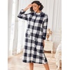 image:imageEkouaer Women Zip Up Robe Fleece Long Sleeves Soft Housecoat with PocketsBlack White Plaid