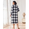 image:imageEkouaer Women Zip Up Robe Fleece Long Sleeves Soft Housecoat with PocketsBlack White Plaid