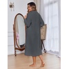 image:imageEkouaer Women Zip Up Robe Fleece Long Sleeves Soft Housecoat with PocketsDeep Grey