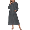 image:imageEkouaer Women Zip Up Robe Fleece Long Sleeves Soft Housecoat with PocketsDeep Grey