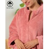 image:imageEkouaer Women Zip Up Robe Fleece Long Sleeves Soft Housecoat with PocketsGray Purple