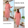 image:imageEkouaer Women Zip Up Robe Fleece Long Sleeves Soft Housecoat with PocketsGray Purple