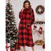 image:imageEkouaer Women Zip Up Robe Fleece Long Sleeves Soft Housecoat with PocketsKchristmas Plaid