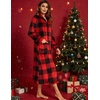 image:imageEkouaer Women Zip Up Robe Fleece Long Sleeves Soft Housecoat with PocketsKchristmas Plaid