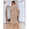 image:imageEkouaer Women Zip Up Robe Fleece Long Sleeves Soft Housecoat with PocketsKhaki