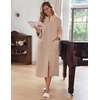 image:imageEkouaer Women Zip Up Robe Fleece Long Sleeves Soft Housecoat with PocketsKhaki