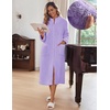 image:imageEkouaer Women Zip Up Robe Fleece Long Sleeves Soft Housecoat with PocketsLavender