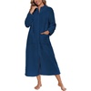 image:imageEkouaer Women Zip Up Robe Fleece Long Sleeves Soft Housecoat with PocketsNavy