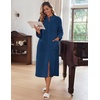 image:imageEkouaer Women Zip Up Robe Fleece Long Sleeves Soft Housecoat with PocketsNavy