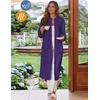 image:imageEkouaer Women Zip Up Robe Fleece Long Sleeves Soft Housecoat with PocketsPurple