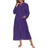 image:imageEkouaer Women Zip Up Robe Fleece Long Sleeves Soft Housecoat with PocketsPurple