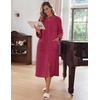 image:imageEkouaer Women Zip Up Robe Fleece Long Sleeves Soft Housecoat with PocketsWine Red