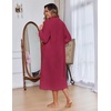 image:imageEkouaer Women Zip Up Robe Fleece Long Sleeves Soft Housecoat with PocketsWine Red