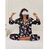 image:imageEkouaer Womens Satin Silky Pajama Set Classic Pattern Button Down Pjs SetBlack Boots 03