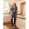 image:imageEkouaer Womens Satin Silky Pajama Set Classic Pattern Button Down Pjs SetBlack Boots 03