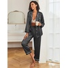 image:imageEkouaer Womens Satin Silky Pajama Set Classic Pattern Button Down Pjs SetBlack Dots 03