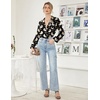 image:imageEkouaer Womens Satin Silky Pajama Set Classic Pattern Button Down Pjs SetBlack Teddy Moon