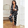 image:imageEkouaer Womens Satin Silky Pajama Set Classic Pattern Button Down Pjs SetBlack Zebra 03