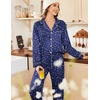 image:imageEkouaer Womens Satin Silky Pajama Set Classic Pattern Button Down Pjs SetBlue Star Moon 03
