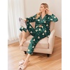 image:imageEkouaer Womens Satin Silky Pajama Set Classic Pattern Button Down Pjs SetGreen Teddy 03