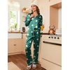 image:imageEkouaer Womens Satin Silky Pajama Set Classic Pattern Button Down Pjs SetGreen Teddy 03