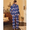 image:imageEkouaer Womens Satin Silky Pajama Set Classic Pattern Button Down Pjs SetNavy Christmas 03