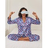 image:imageEkouaer Womens Satin Silky Pajama Set Classic Pattern Button Down Pjs SetOil Painting 03