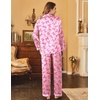 image:imageEkouaer Womens Satin Silky Pajama Set Classic Pattern Button Down Pjs SetPink Bow 03